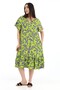 Women's Viscose Half Sleeve V-Neck Ruffle Dress Green - 4