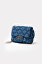 Denim Washed Quilted Women's Bag, Stitched Chain Strap Casual Bag, Denim Bag