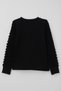Girl's Long Sleeve T-Shirt with Rolled Sleeves Fabric Detail 8-14 Years, Black - 2