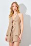 Women's Mink Front Tie Muslin Fabric Blouse Shorts Set - 4