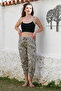 Beige Pocket Washed Elastic Waist Baggy Woven Trousers 90 65 - 3