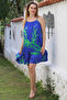 Blue Skirt with Ruffles and Adjustable Straps Allover Printed Casual Viscose Woven Dress 105 66 - 3