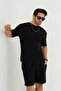 Men's Cotton Knee-Length Shorts Black – Comfortable Fit, Drawstring and Double Pockets, - 4