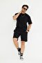 Men's Cotton Knee-Length Shorts Black – Comfortable Fit, Drawstring and Double Pockets, - 3
