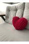 Romantic Hand Knitted Heart Pillow 35 X 30 cm Cherry Color 107 - 4