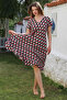 Black-Pink V-Neck Low Sleeve Allover Printed Casual Viscose Woven Dress 115 66 - 6