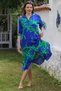 Dark Blue Shirt Collar Buttoned Long Sleeve Hidden Pocket Slit Casual Viscose Woven Dress 125 65