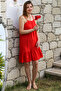 Pomegranate Flower Skirt Ruffled Adjustable Strap Casual Viscose Woven Dress 105 66 - 3