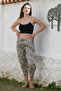 Beige Pocket Washed Elastic Waist Baggy Woven Trousers 90 65 - 4
