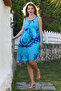 Turquoise Pool Neck Sleeveless Tie-Up Tasseled Allover Printed Casual Viscose Woven Dress 100 60