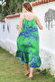 Green Skirt with Hidden Pocket, Ruffled Adjustable Straps, Casual Viscose Woven Dress 128 66 - 5