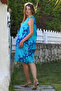Turquoise Pool Neck Sleeveless Tie-Up Tasseled Allover Printed Casual Viscose Woven Dress 100 60 - 6