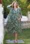 Dark Green Judge Collar Buttoned Long Sleeve Hidden Pocket Casual Viscose Woven Dress 125 65 - 6