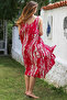 Red Strappy Buttoned Pocketed Allover Printed Casual Viscose Woven Dress 115 60 - 6