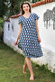 Blue V-Neck Low Sleeve Allover Printed Casual Viscose Woven Dress 115 66 - 5