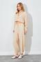 Women's Beige Buttoned Modal Fabric Trousers - 2
