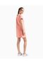 Women's Stretchy Cotton Jersey Fabric Round Neck Short Sleeve Short Pink Dress - 2
