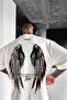 Men's Ecru White Freedom Wing Printed Oversize Casual T-Shirt - 2