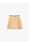 Cotton Gabardine High Waist Striped Pleated Shorts Skirt