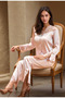 Women's Powder 6'Lı Dowry Set Nightgown Dressing Gown Shorts Suit and Pajamas Suit - 3