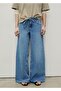 Wideleg Jean Pants with Low Rise Belt