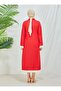 Kimono with Straw Sleeves and Hemlines - Red - Sahra Butique - 7