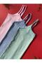 Cotton 3-Piece Rope Strap Blue, Pink and Green Report Ribbed Women's Undershirt - 5