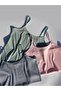 Cotton 3-Piece Rope Strap Blue, Pink and Green Report Ribbed Women's Undershirt