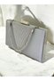 Gray Color Satin Silver Color Crystal Stone Handle Women's Evening Dress Bag - 3