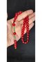 Bark amber rosary ball cut red color t-416 - 2