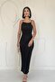 Black Pleated Halter Neck Dress