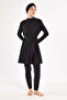 3-Piece Pareo Design Lycra Full Covered Hijab Swimsuit Jorıe 1132 Black - 3
