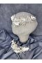 Intensely Embroidered Verdage Pearlescent Crystal 2 Piece Bridal Crown Hair Accessory - 8