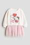 Printed tulle-skirt sweatshirt dress