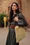 Beige Hand Knitted Straw Women's Bag 35X46 cm Cnt1001