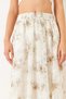 Women's Cream Elastic Waist Floral Embroidered Tulle Detailed Lined Flared Skirt 60283032 - 5