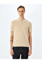 Half Zipper Cotton Blend Short Sleeve Knitwear T-Shirt - 3