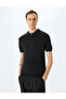 Half Zipper Cotton Blend Short Sleeve Knitwear T-Shirt - 3