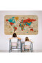 Wooden Look Turkish Educational Detailed Atlas Decorative World Map Wall Sticker-3867 - 7
