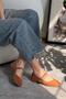Grace Ankle-Tie Fastening Genuine Leather Suede Women's Flat Shoes Taba - 2