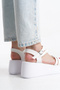 High Wedge Sole Cross Thin Strip Open Top Buckle Summer Women's Sandals Shoes - 2