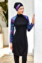 Reglan Sleeve Lycra Fully Covered Hijab Swimsuit 3119 Black