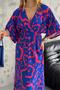 Dipmoda Women's Double Breasted Neckline Print Woven Viscose Dress Dpk2091 - 3