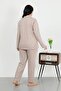 Women's Large Size Cotton Pocket Buttoned Cream Pajama Set 202506 - 5