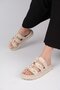 Daniela Beige Color Metal Buckle Women's Slippers - 3