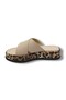 3007-25 Leather Leopard Cross Band Anatomical Women's Slippers - 3