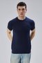 Men's Navy Blue 100% Cotton Crew Neck Short Sleeve Knitwear Sweater Trist-7106 - 6