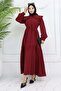 Baby Collar Buttoned Dress Burgundy 2274 - 4