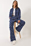 Women's Indigo Palazzo Trousers Vintage Slim Denim Top and Bottom Set 60475 60283042