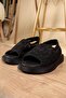 Elastic Knitted Sandals Black - 5